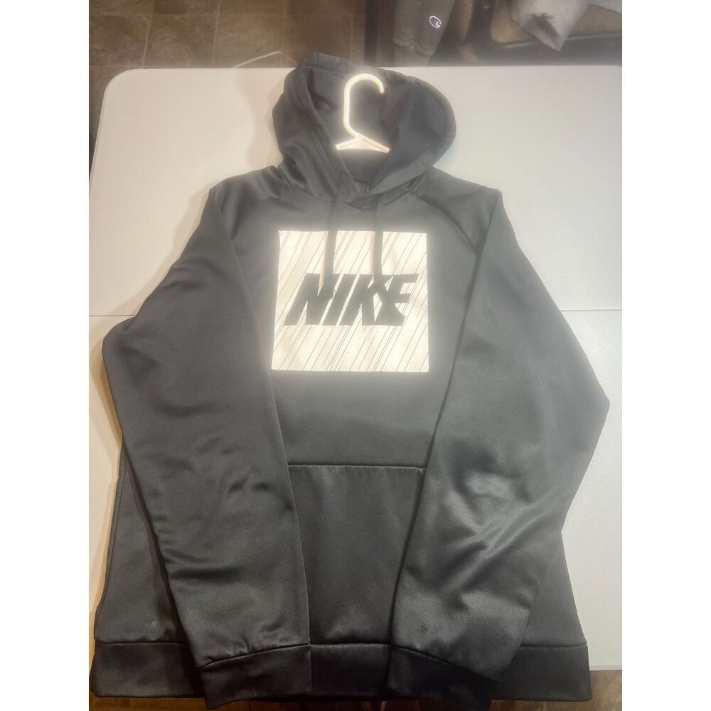 Nike Therma-FIT Men's Pullover Hoodie Black Activewear  Graphic Box Logo
